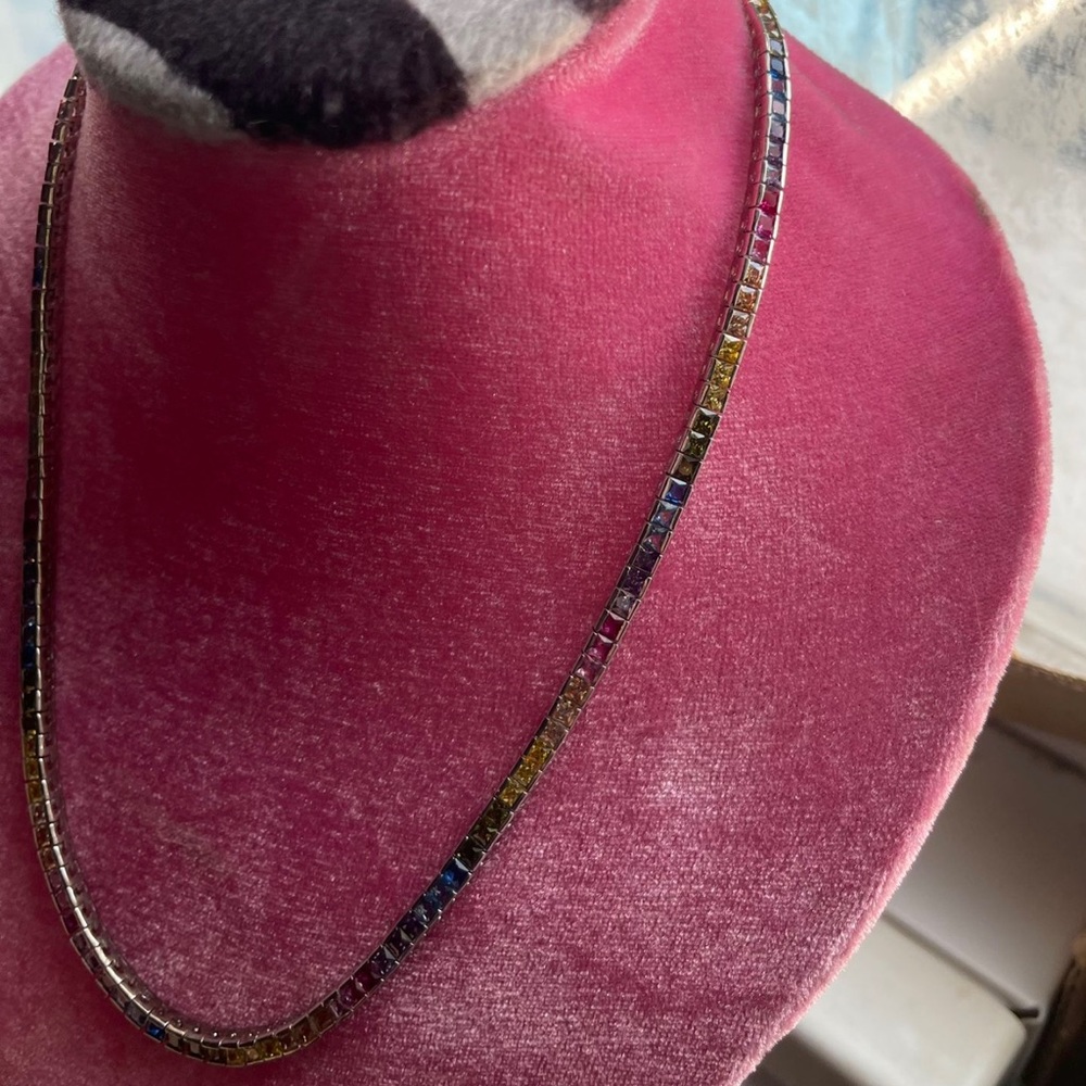 Rainbow Tennis necklace 925
